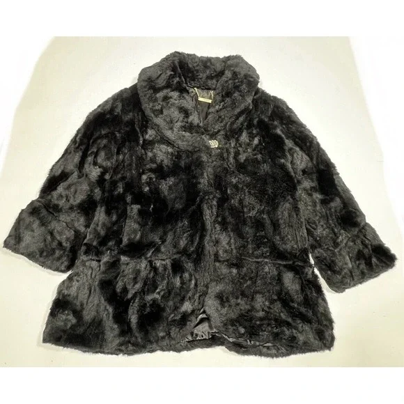 Iman Faux Fur Black Women Coat‎ Size XL - Picture 3 of 11